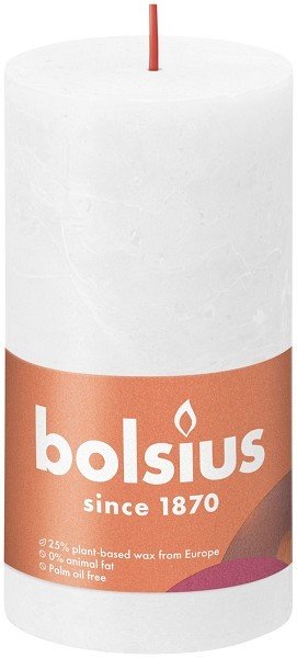 Bolsius Shine Collection Rustiek stompkaars 130/68 Cloudy White- Wolkenwit