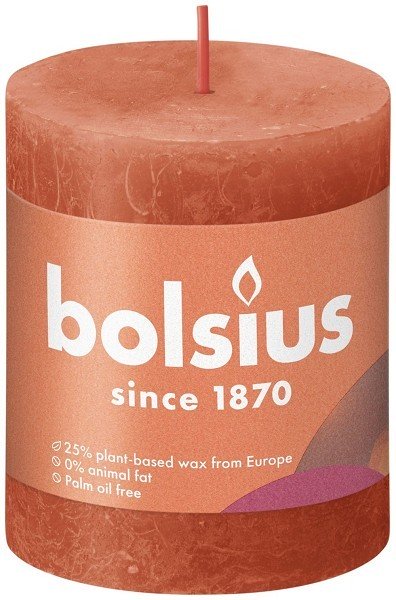 Bolsius  Shine Collection Rustiek stompkaars 80/68 Earthy Orange- Aards Oranje