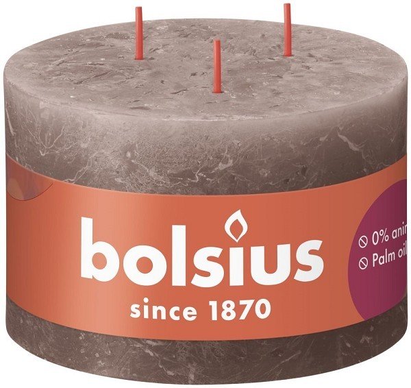 Bolsius Shine Collection  Rustiek stompkaars 90/140 3lont Rustic Taupe