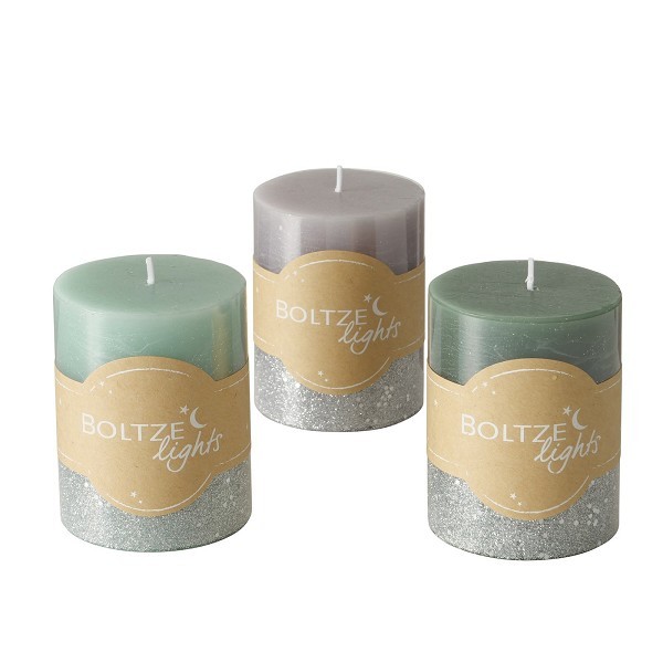 Boltze Home Stompkaars Mariza Ø7xH9cm , Grey, Sage green, Silver colour-mix