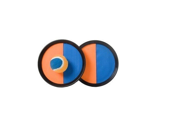 Catchballset 19 cm, met klittenband, oranje/blauw