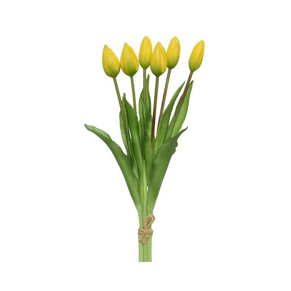 Decoris Bos 6 Tulpen van PVC 10x10x40cm geel