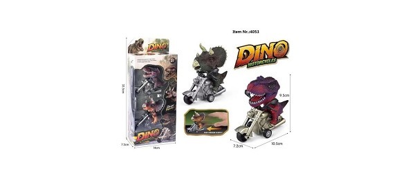 Dino op motor frictie 12cm set a 2 stuks