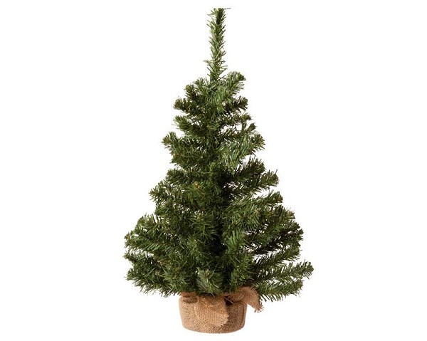 Everlands Mini kunstkerstboom in jute zak 60cm groen