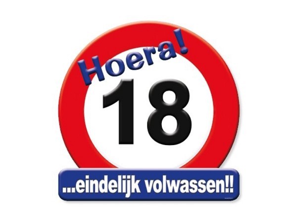 Huldeschild verkeersbord-18 jaar