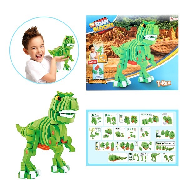 Toi Toys 3D puzzel constructiefoam Dino T-Rex